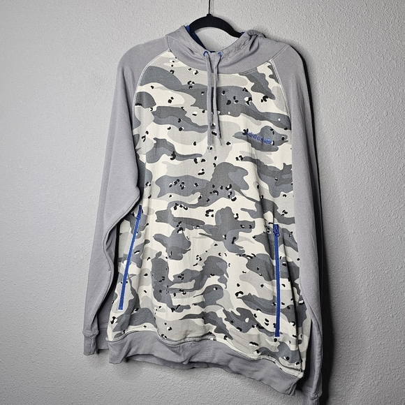 Adidas Trefoil Surplus‎ Fashion Tech Gray Blue Camo Hoodie Sweatshirt Size XL - Picture 1 of 10